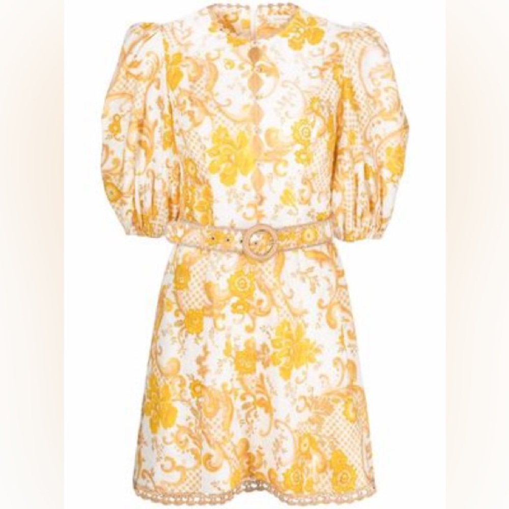 ZIMMERMANN Postcard floral print mini dress in yellow AU size 2 / US 4-6